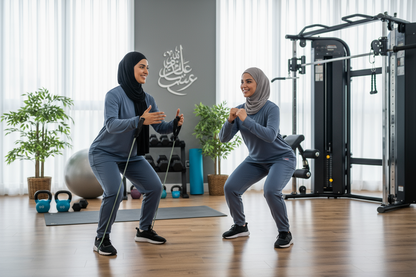 women exercise with coach